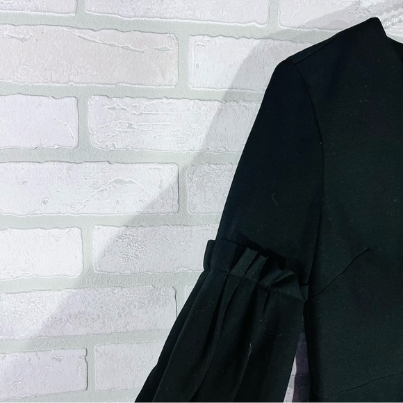 Tibi Bishop Long Sleeve Fit and Flare Dress in Black Size 0 - Picture 7 of 10